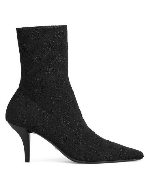 Gucci Black GG Knit Ankle Boots