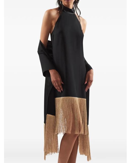 Taller Marmo Black Berlin Halterneck Fringed Mini Dress