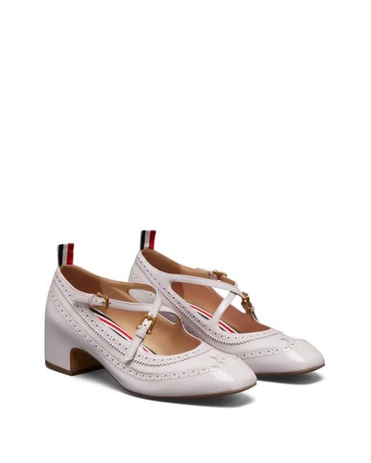 Thom Browne Pink Soft Patent Leather Thom John Block Heel Pumps 40Mm