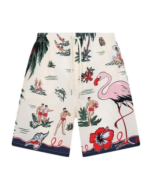 DSquared² Red Aloha Souvenir Midi Swim Boxers for men