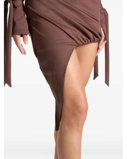 Manière De Voir Brown Diane Draped Asymmetric Mini Dress