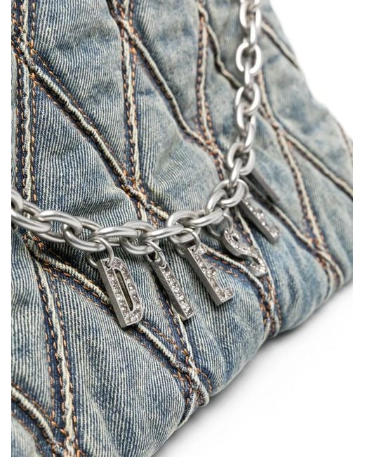 DIESEL Gray Large Charm-D Shoulder Bag