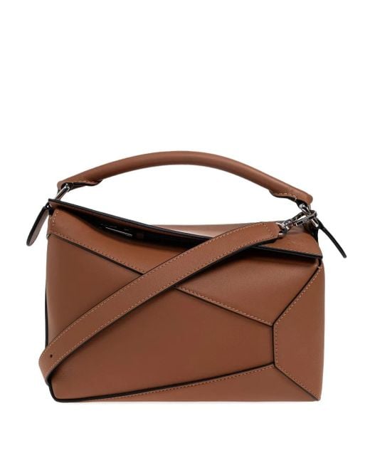 Loewe Brown Small Puzzle Edge Panelled Tote Bag