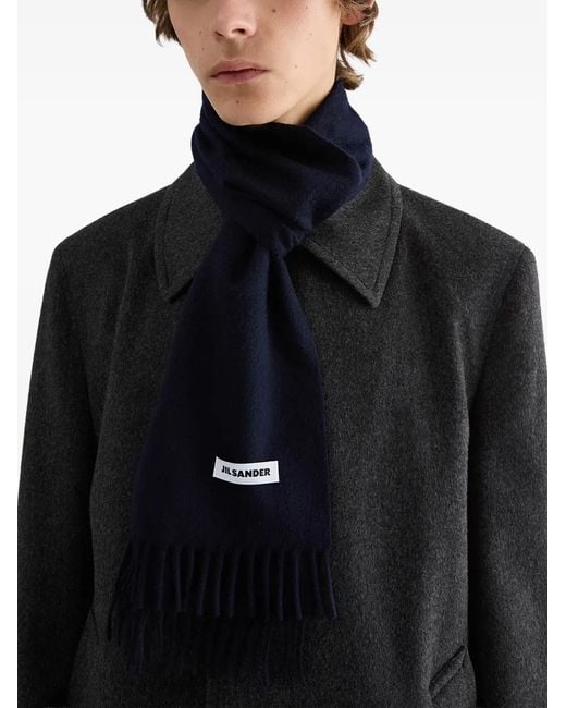 Jil Sander Blue Scarf Wool "J22Te0116"