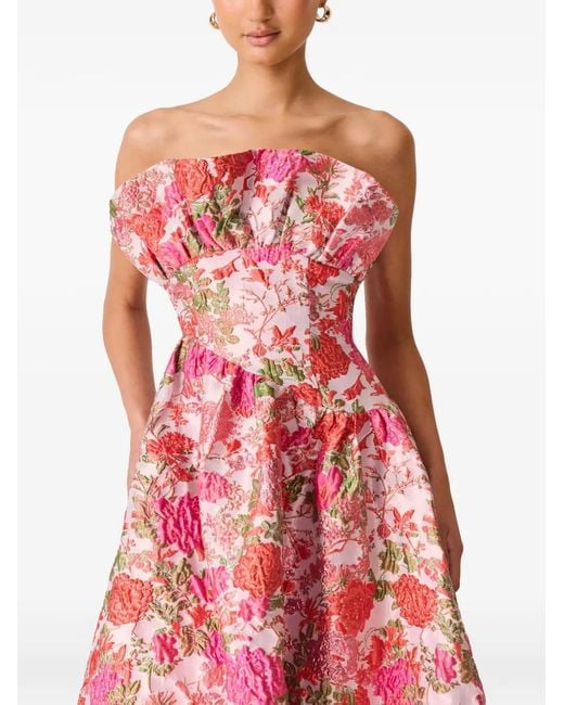 Elliatt Red Floralie Strapless Midi Dress