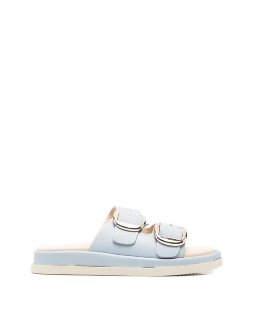 SERGIO MORETTI FIRENZE White Buckle-Fastening Double-Strap Mules