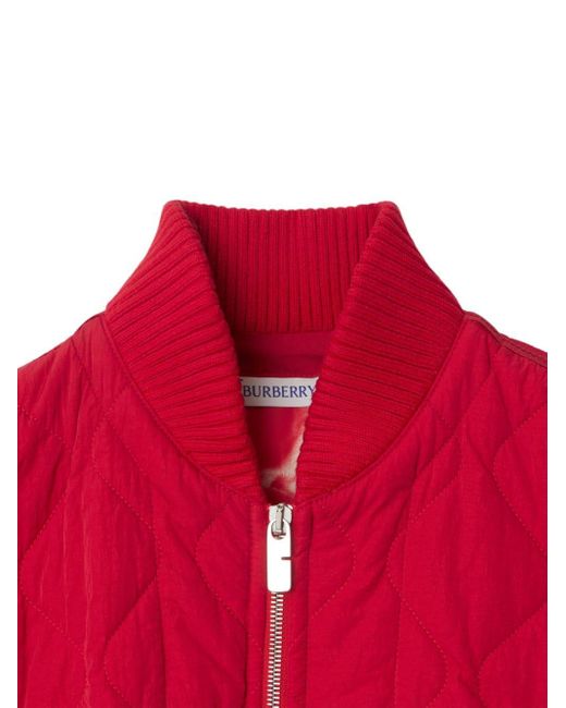 Burberry Red Quilted Bomber Jacket for men