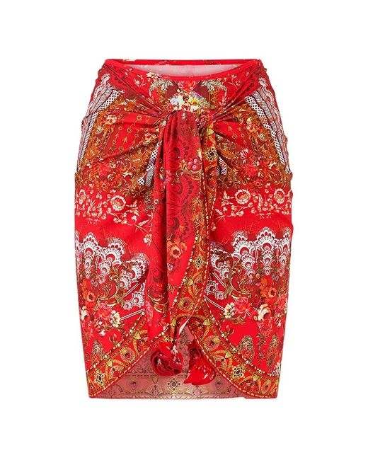 Camilla Red Tie-Front Mini Sarong