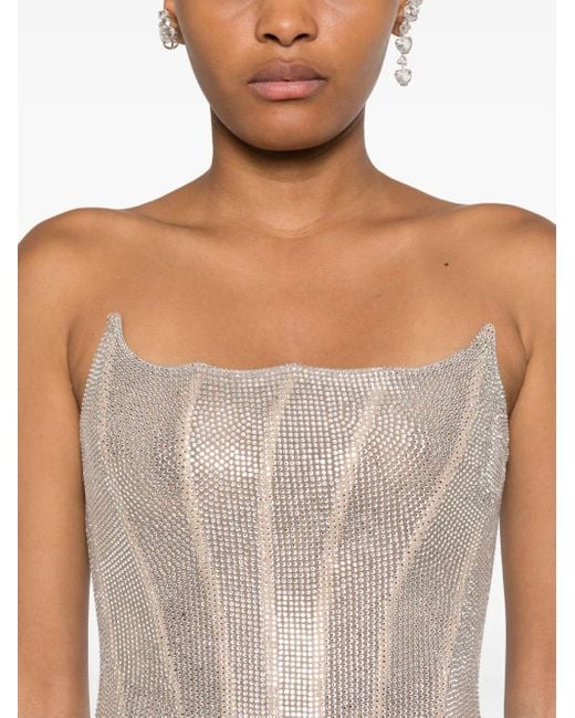GIUSEPPE DI MORABITO White Crystal-Embellished Bustier Mini Dress