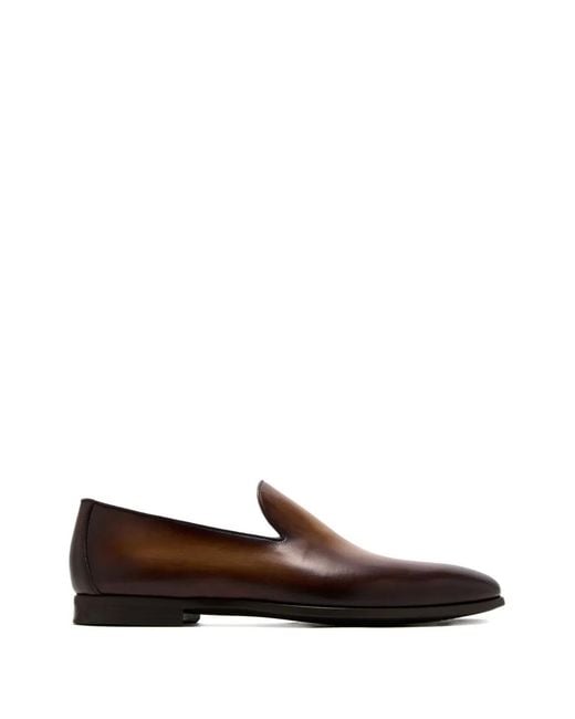 Magnanni Shoes Brown Leather Slip-On Loafers for men