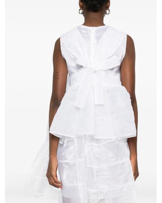 CECILIE BAHNSEN White Cora Peplum Top