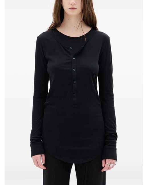 Ann Demeulemeester Vero Button-front Long-sleeve T-shirt Black