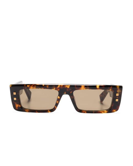 Balmain Brown Logo-Engraved Sunglasses