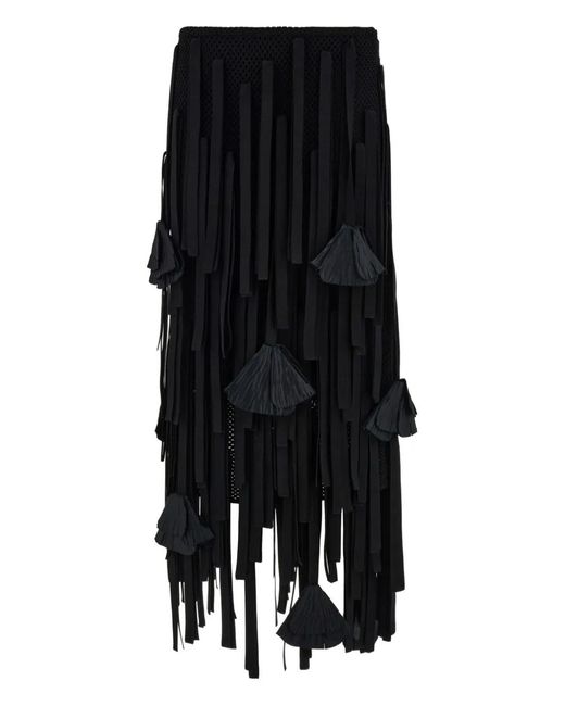 Ferragamo Black Mesh Skirt With Flower Detail