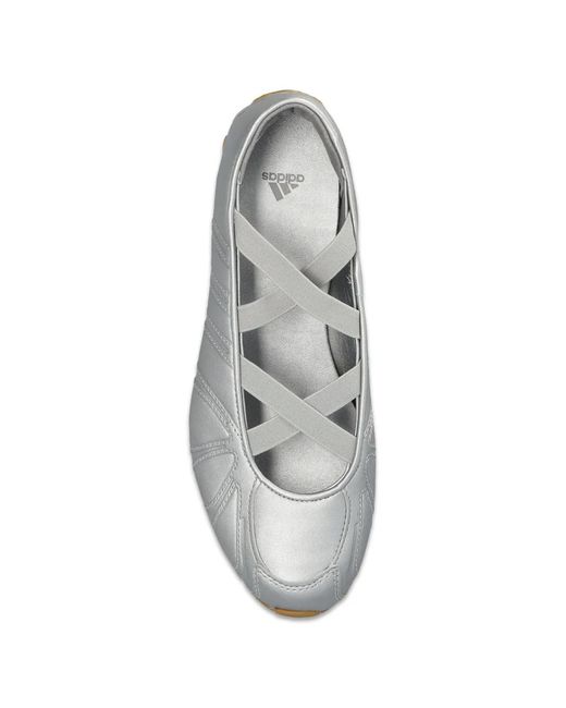 Adidas White Cross-Strap Ballet Flats