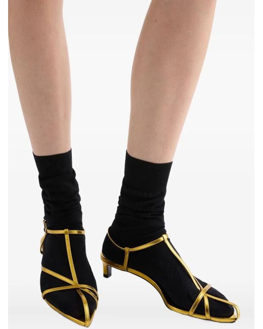 Jil Sander Metallic Ankle-Strap Leather Sandals