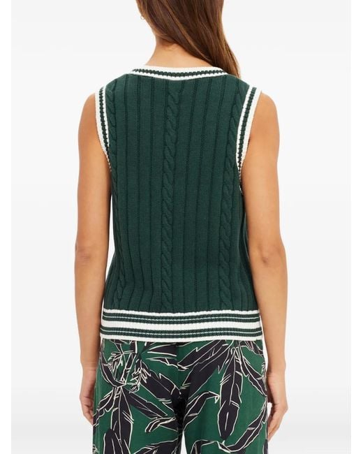 The Upside Green Santa Fe Julia V-Neck Cable-Knit Vest