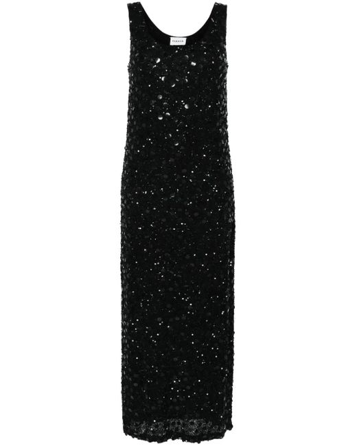 P.A.R.O.S.H. Black Sequinned Sleeveless Midi Dress