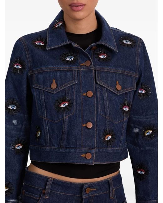 Alice + Olivia Chloe Jack Verfraaid Met Ogen in het Blue