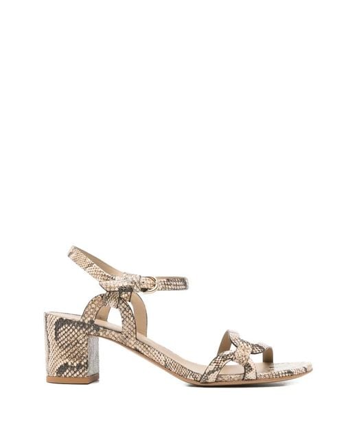 Roberto Del Carlo Natural Printed Snakeskin Knot Sandals