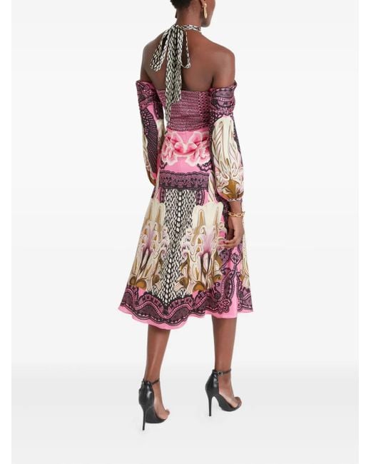 Temperley London Cici Midi-Jurk Met Bloemenkant En Halternek in het Pink