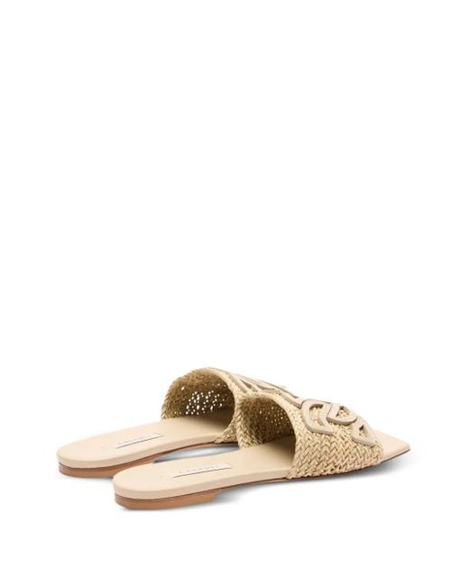 Casadei Natural Woven-Strap Flat Sandals