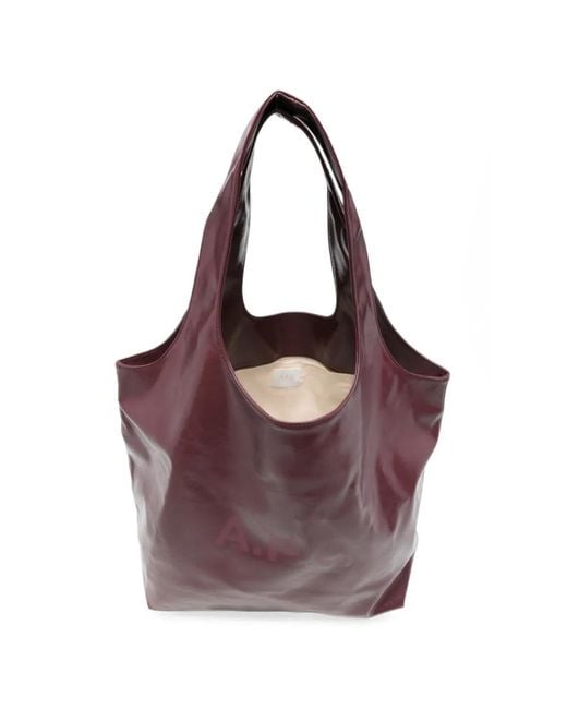 A.P.C. Purple Logo-Print Tote Bag