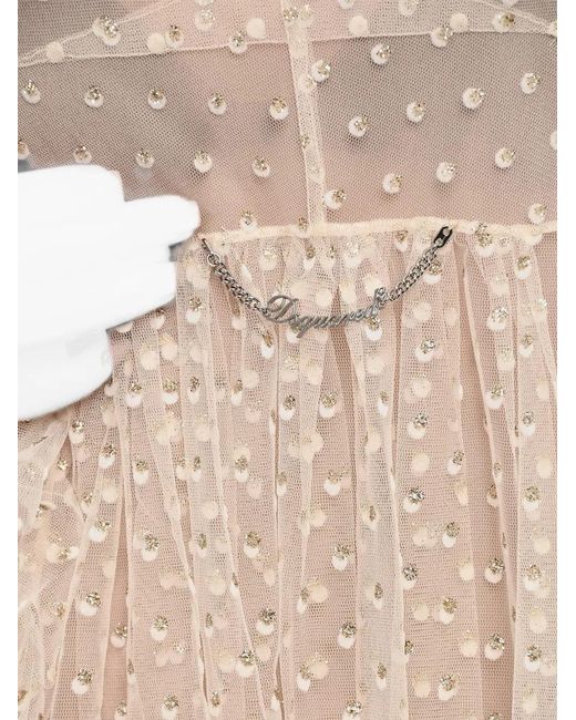 DSquared² Natural Glitter-Embellished Mini Dress