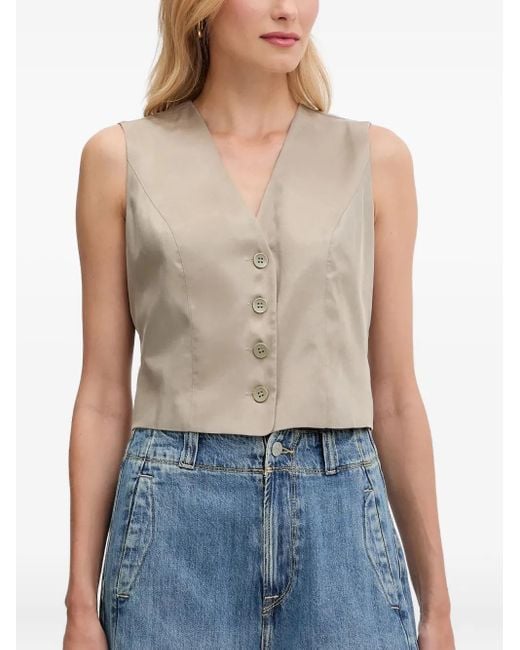 Guess Blue Button-Fastening Sleeveless Vest