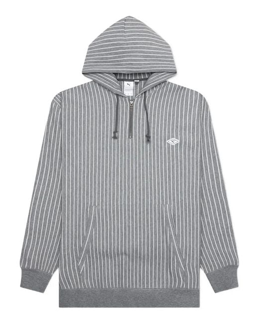PUMA Gray X Nanamica Striped Hoodie for men