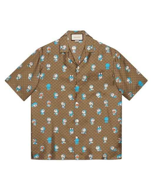Gucci Multicolor X Doraemon GG Bowling Shirt for men
