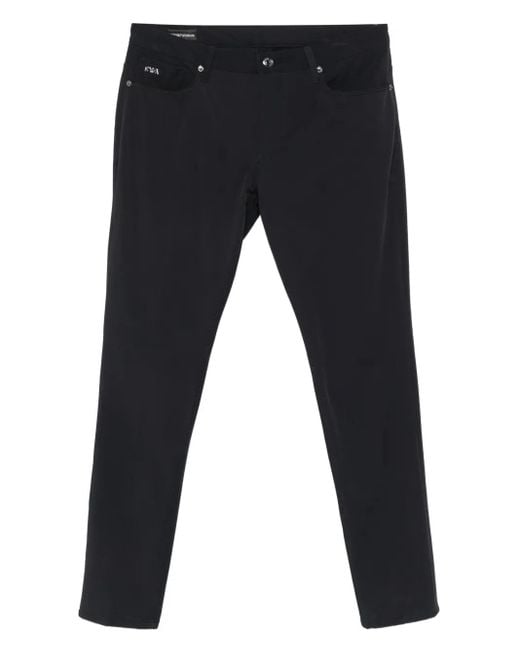 Emporio Armani Blue Logo-Plaque Trousers for men
