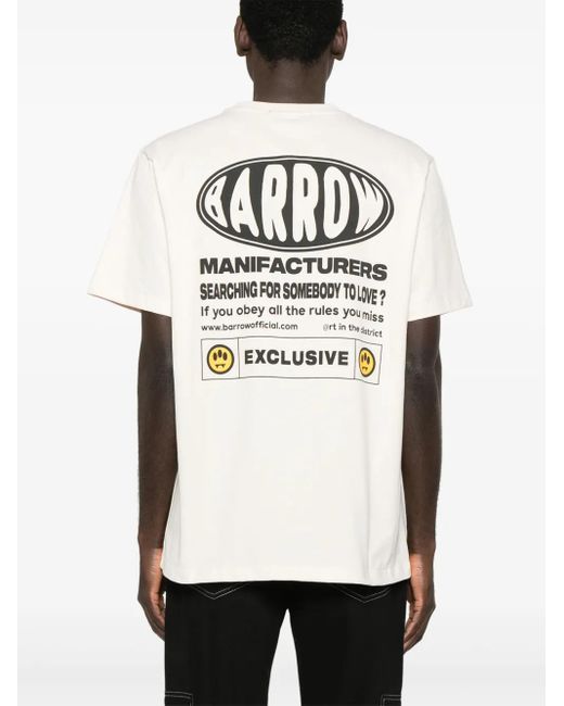 Barrow White Logo-Print T-Shirt