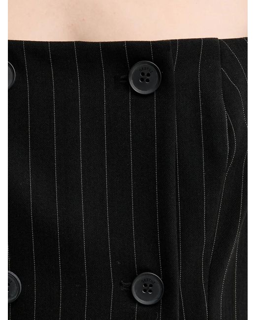 Gestuz Black Double-Breasted Pinstriped Jumpsuit