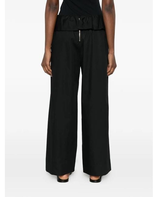 Enza Costa Black Peplum Drawstring Trousers