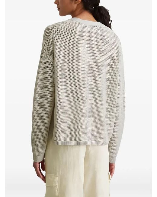 Marc O' Polo White Ribbed-Knit Button-Down Cardigan