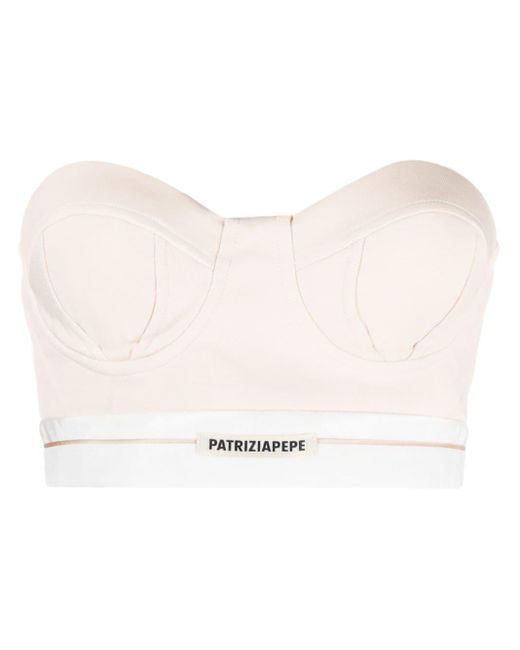 Patrizia Pepe Natural Logo-patch Tailored Bustier Top