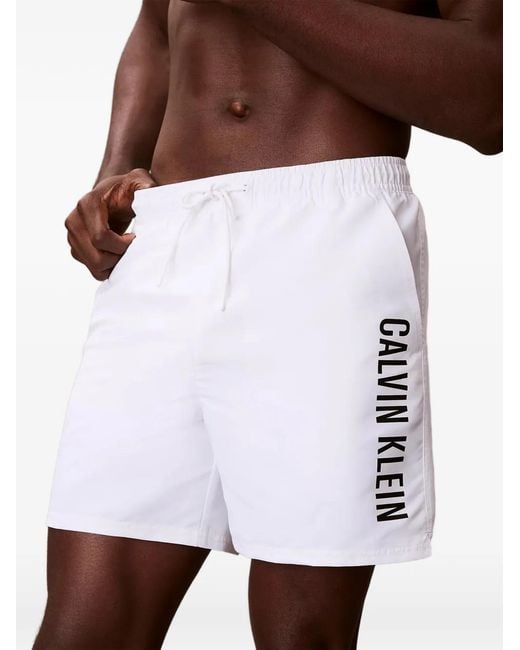 Calvin Klein White Drawstring Beach Shorts for men