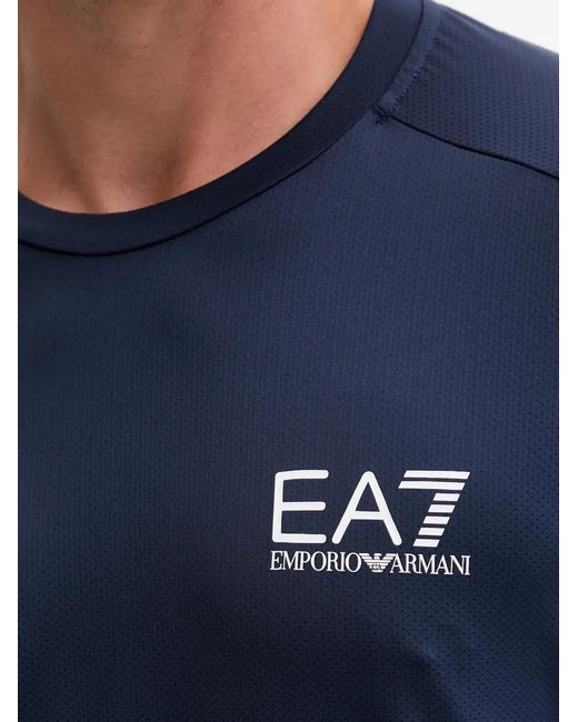 EA7 Blue Logo-Print Short-Sleeve T-Shirt for men