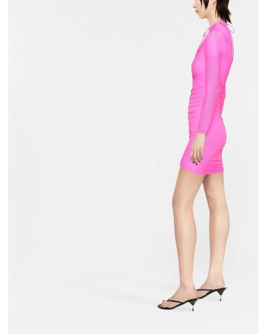 Balenciaga Pink Drawstring-detailed Mini Dress