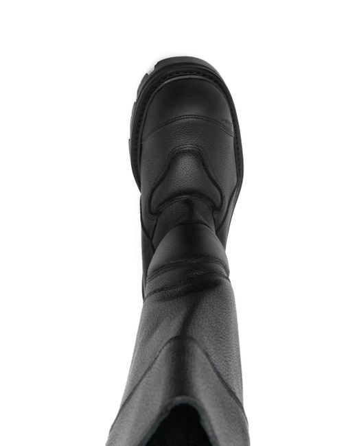 GmbH Black Aeon Embossed Leather High-Shaft Boots for men