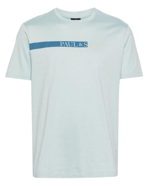 T-shirt en coton à logo imprimé Paul & Shark pour homme en coloris Blue