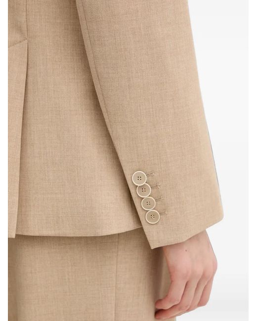 MARC AUREL Natural Double-Breasted Peak-Lapel Blazer