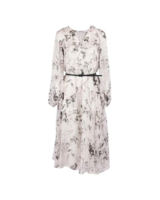 Max Mara White Floral-Print Midi Dress