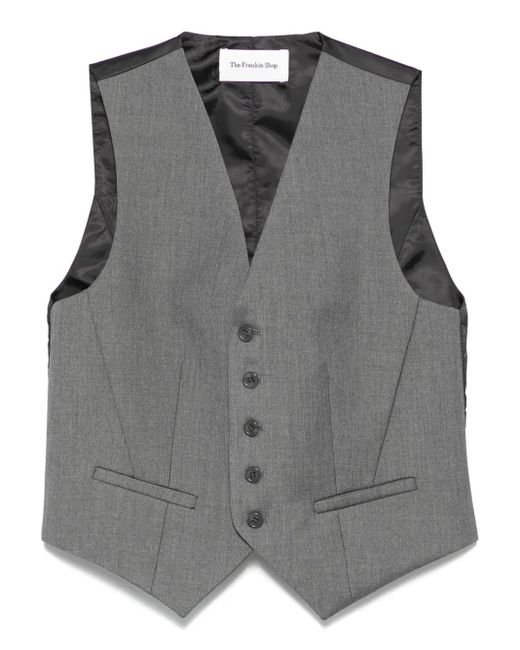 Frankie Shop Gray Tailored Wool Blend Vest