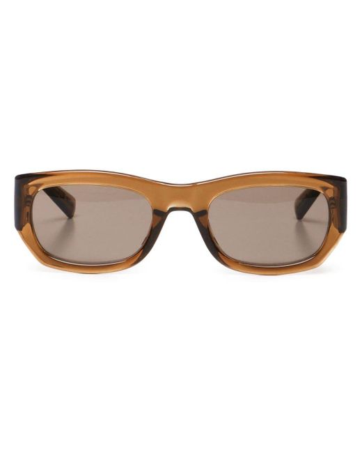 Saint Laurent Brown Rectangle-Frame Acetate Sunglasses