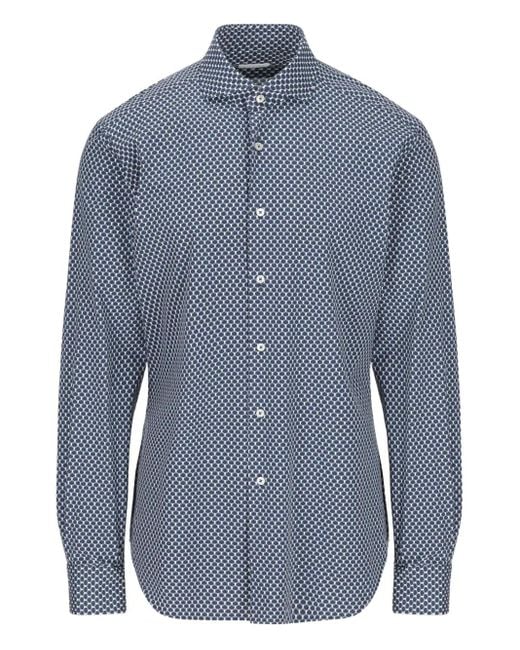 Xacus Blue Geometric-Print Shirt for men