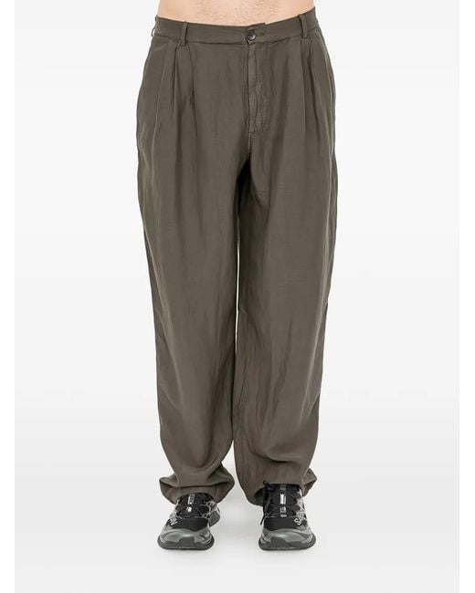 Andrea Ya'aqov Brown Pleated Patch-Pocket Trousers for men