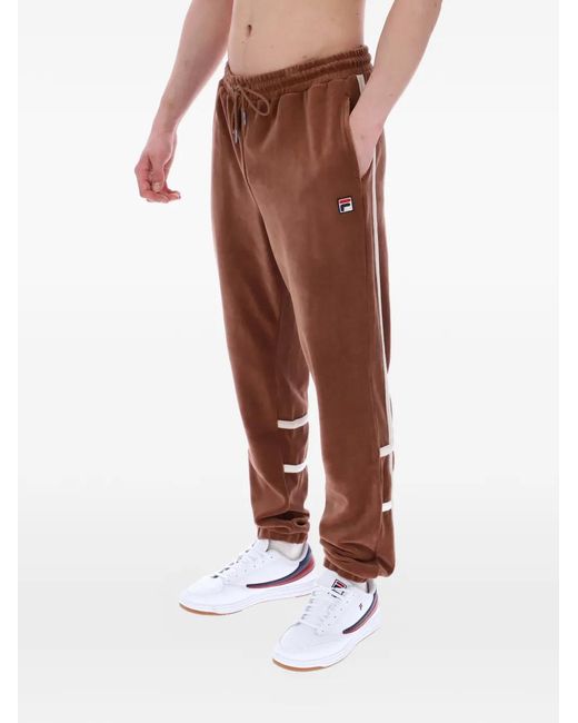 Fila Brown Otello Contrast-Panel Track Pants for men