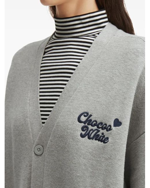 Chocoolate Vest Met Geborduurde Teddybeer in het Gray